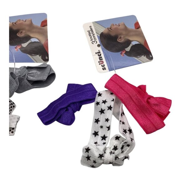 Scunci Knotted Ponytailers 3 Pcs Lot of 2 Hair Accessories Multicolor Bow - Picture 5 of 5